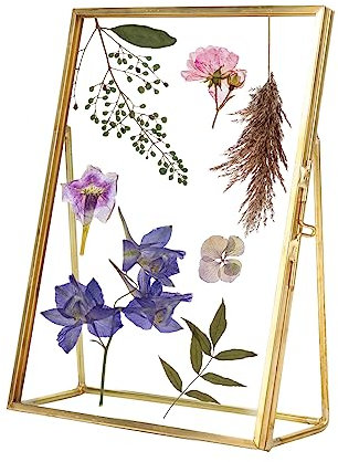 Bilderrahmen Messing Vintage Bilderrahmen Glas Metall Bilderrahmen Gold Metall Floating Glass Bilderrahmen für Home Desktop(10,2x15,3 cm)