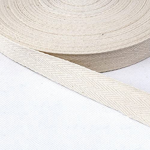 Baumwolle Schrägband,50 Yards x 20mm Einfassband Köperband Nahtband Baumwollband Textilband Fischgrätenband Köperband Wimpelband Twillband Webbing Band für Schneidern DIY-Nähen Basteln,Beige