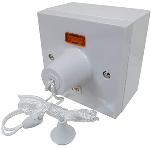 45A Shower Ceiling Pull Cord Switch with 44mm Surface Back Box