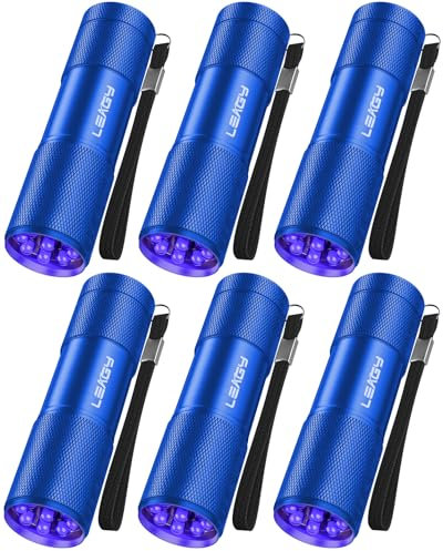 LEAGY 6 Pack UV Ultra Violet Blacklight 9 LED Flashlight Torch Light Outdoors Etc (Blue)