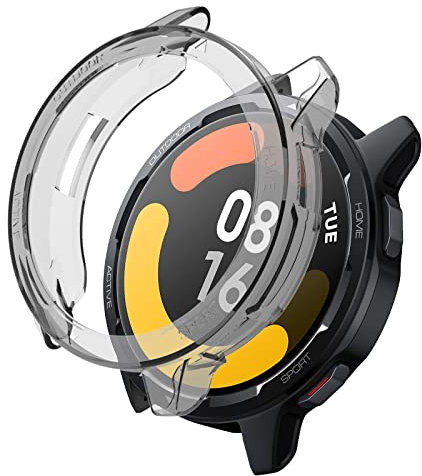 PaceBid Funda Compatible con Xiaomi Watch S1 Active, Todo Alrededor Protector Funda de Parachoques Silicona Suave Premium Delgada Cubierta Goma Transparente para Xiaomi Watch S1 Active -Negro