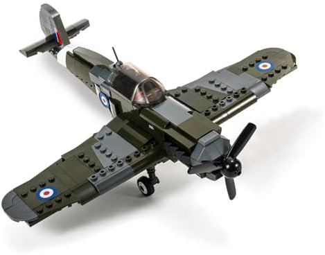 DAHONPA Spitfire Jet Military Army Fighter Building Bricks Set with 1 Figure, 290 Pieces Air-Force Build Blocks Toy, Gift for Kid and Adult