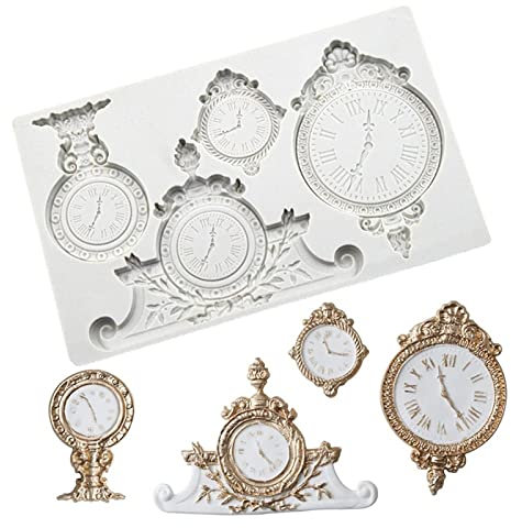 VIONNPPT Clock Uhr Silicone Molds für DIY Kuchen Fondant Keks Kekse Seife Zuckerpudding Schokolade Harte Süßigkeiten Dessert Kerze Dekor