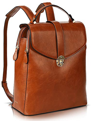 rofozzi Rucksack aus strukturiertem veganem Leder für Damen – Rucksack Geldbörsen Damen – PU-Kunstleder Rucksack Handtaschen, S, Braun, Small, Rucksack