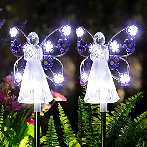 TYTOGE 2 Stück Engel Solarleuchten LED Solar Garten Lichter Außen Garten Dekoration Wasserdicht Solarleuchten Halloween Weihnachten