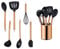 ECHTWERK Utensilios de cocina, juego de utensilios de cocina de 7 piezas, utensilios de cocina con mango de acero inoxidable, porta utensilios, silicona antiadherente, edición cobre