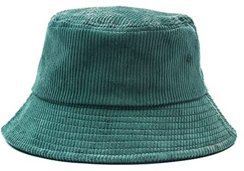 FORLUZ Cord Bucket Hat - Lässiger Winter Warmer Einfarbiger Fischerhut Mit Breiter Krempe für Damen und Herren - Fluffy Sun Fishing Hat (Grün, Einheitsgröße)