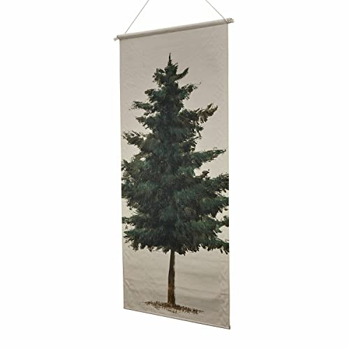 Loberon Bild Pierrine, Tannen-Motiv, Naturgetreu Gemalt, Beeindruckende Größe, Wanddekoration, Wandbild, Wohn-Accessoire, Kiefernholz, Baumwoll-Canvas, grün/Creme