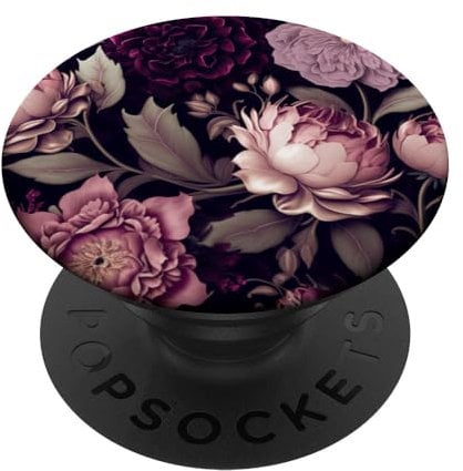 Stimmungsvolles Blumenmuster in Magenta und Altrosa PopSockets Klebender PopGrip