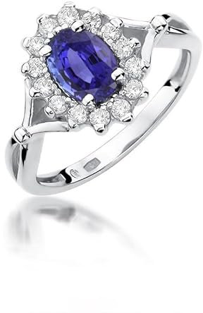 Damen Ring 585 14k Gold Weißgold echt Tansanit Edelstein Diamanten Brillanten