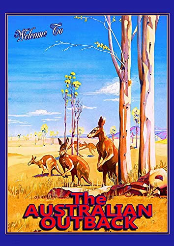 Metallschild Willkommen Bei The Outback Australia Australian Travel Eisenmalerei Vintage-Stil Blechschilder Generisch Metall Wandposter Für Home Garage Küche 20x30 cm