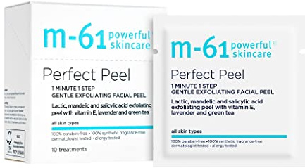 M-61 Perfect Peel | Gentle Exfoliating Facial Peel With Lactic, Mandelic, Salicylic Acid. For Sensitive Skin Or Lighter Daily Exfoliation. 1 Minute, 1 Step - 10 Treatments