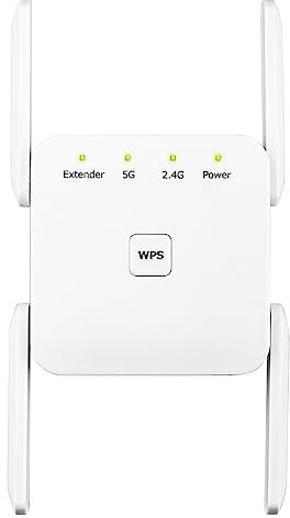 REDGO WiFi Booster Range Extender, 1200Mbps Dual Band WiFi of 5GHz & 2.4GHz WiFi Extender Booster, WPS Easy Setup WiFi Extender with RJ45 Ethernet Port & Support AP/Router/Repeater Mode White