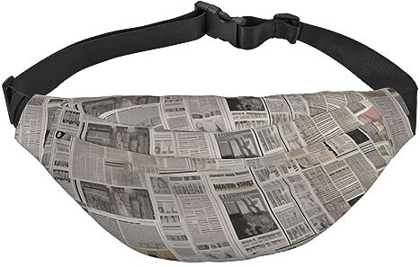 Bauchtasche für Männer Frauen Zeitung Gedruckt Crossbody Hüfttasche Pack Große Crossbody Brusttasche Für Sport Laufen Reisen, Zeitung, Einheitsgröße