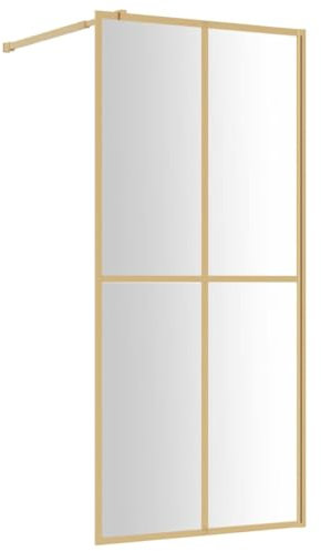 vidaXL Mampara Puerta Ducha Vidrio Transparente ESG Dorado 100x195 cm