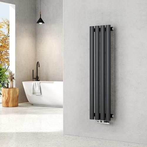 EMKE Radiador 90x24cm,Radiador de diseño vertical de tubo ovalado, Antracita, una capa, radiador de agua caliente