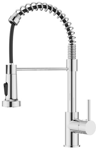 FORIOUS Grifo Cocina Extraible, Grifos Cocina Fregadero, Acero inoxidable Monomando Torneira Cozinha con Giro 360°y Rociador de Doble Función, Cromo Pulido