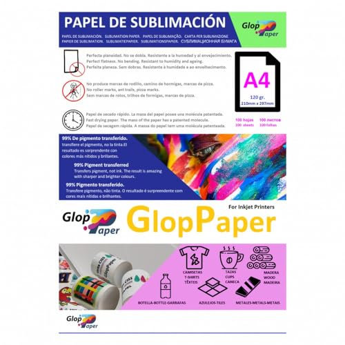 Papel de sublimación A4, A3, SRA3 de secado rápido GlopPaper (100, A4)