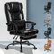 ALFORDSON Bürostuhl mit ergonomischem Hochlehner, 150° Liegeposition, atmungsaktivem Netzgewebe und Rollen für kühles, bequemes Arbeiten, PU-Leder, Glänzend schwarz