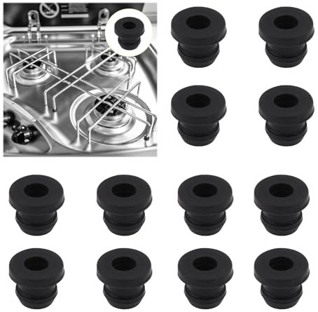MHMondawn 12Stück Topfträgergummis,Gummifüße,Rostgummifüe,Kompatible Rostgummifüße für Topfstützen mit 5mm Stäben von Dometic,Smev und Thetford Wohnmobilöfen Zubehör-Schwarz
