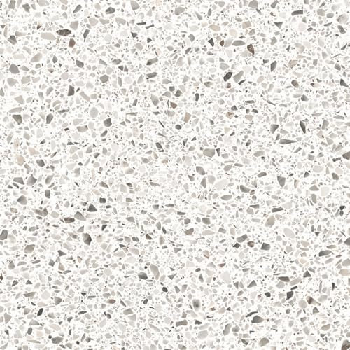 White Mosaic Effect Non Slip Vinyl Flooring For LivingRoom, Hallways, Kitchen, 2.4mm Thick Cushion Backed Vinyl Sheet, Waterproof Lino Flooring-7m(23') X 4m(13'1)-28m²