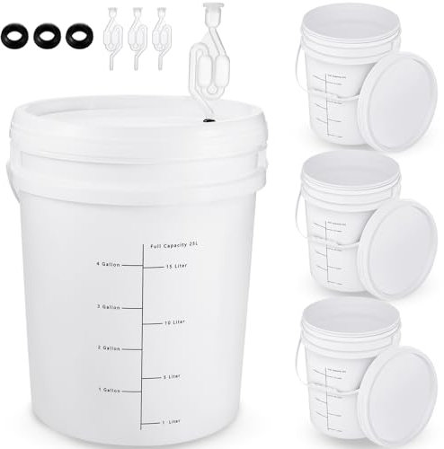 Ziliny Gäreimer mit Doppel-Luftschleusen-Ösen, Deckel, Brauen, Wein, Fermentationsset für Zuhause, Bier, Wein, Met, andere fermentierte Getränke, 4 Stück