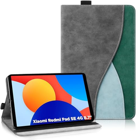 AsWant Hülle für Redmi Pad SE 8.7 4G 2024- Ultradünne Business Tricolor Tablette mit Portemonnaie und Standfunktion Schutzhülle Kompatibel mit Redmi Pad SE 8.7 Hülle (Dunkelgrau)