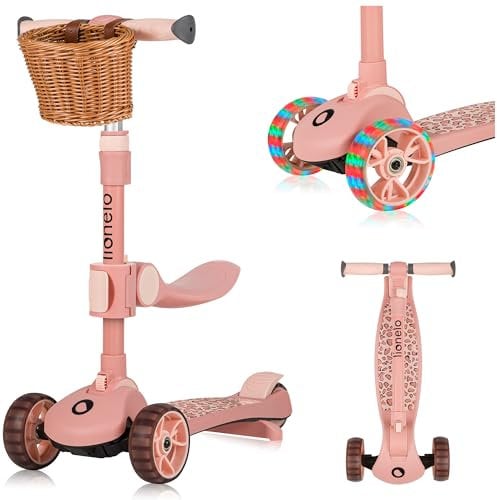 LIONELO Franky 2-in-1 Kinder-Balance-Roller ab 3 Jahre bis 50 kg Laufrad ab 1 Jahr bis 20 kg Höhenverstellbar, LED-Räder, rutschfestes Trittbrett, Korb