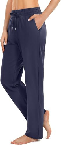 EUHOM Jogginghose Damen Sporthose Lang Baumwolle Yogahose Frauen Bequem Freizeithose Gerades Bein Trainingshose Sweatpants für Jogging Sport Yoga(Navy Blau, M)