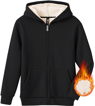 MoFiz Sweatjacke Jungen Winterjacke mit Kapuze Warm Gefüttert Kinder Langarm Kapuzenjacke Voller Reißverschluss Fleecejacke Hoodie