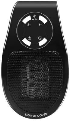 Chauffage Enfichable 500W, FainFun Mini Chauffe-Air Électrique Socket, Chauffage D'espace Mural avec Télécommande, Radiateur Électrique Soufflant 500W avec 2 Vitesses D'air, Thermostat, Timer(noir)