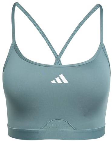 adidas Women's AeroReact Training 3Stripes Bra, preloved Teal, L