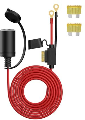 YANTU 20A/12FT Cigarette Lighter Socket,Cigarette Lighter Adapter with 12 Volt Plug and Car Cigarette Lighter Heavy Duty 14AWG Battery Boost Cable Female Extension with Eyelet Terminal Suitable