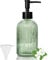GKSCXEXE Dispensador de jabón de cristal de 400 ml, color verde, moderno dispensador de jabón para cocina y baño, dispensador de bomba recargable con bomba de plástico y embudo negro para detergente,