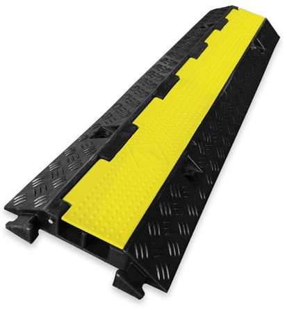 etm überfahrbare Kabelbrücke - wetterfester Kabelschutz überrollbar Kabelkanal Outdoor bis 7,5t für die Baustelle, aus Hartgummi (Peak - aufklappbar, 2 Kanäle)