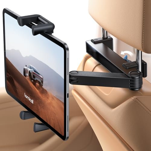 Lamicall Soporte Tablet Coche - [Plegable Clip Silicona Ancho] [Brazo Metálico] Soporte Tablet Reposacabezas Plegable, 360° Rotación, para iPad Pro, Air, Mini 6 5 4 3, Tab, Otros 6,1-13 Dispositivo