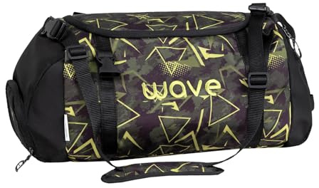 Wave Infinity 2-in-1 Sporttasche, Gym Tasche, Gym Duffle, Duffel Bag, Schwarz, für Jungen, Mädchen, Unisex ab der 5. Klasse, 23 Liter (2205/A) (Waves Bold 2)