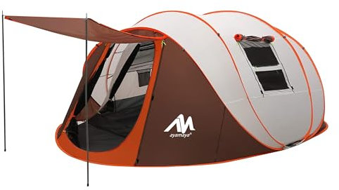 AYAMAYA Easy Pop Up Zelte für 6 Personen - AYAMAYA Doppelschichtiges wasserdichtes Sofortzelt mit Vorraum & Veranda, großes Familienzelt, automatische Einrichtung für 4-6 Personen, Camping, Wandern