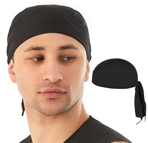 Bandana Herren,Durag Men Sonnenschutz Sommer Piraten Kopfbedeckung,Damen Fahrrad Sports Mütze Piratentuch Kopftücher für erwachsene Sport Wandern Pirat Motorrad Kopf Mit Bandanas Kopftuch(Schwarz)