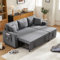 Merax Sofa Ecksofa mit Schlaffunktion, Praktisches Schlafsofa mit Bettkasten, Schlafcouch L-Form mit Stauraum und Seitentaschen, Moderne Couch 3-Sitzer für Wohnzimmer und Schlafzimmer, Dunkelgrau