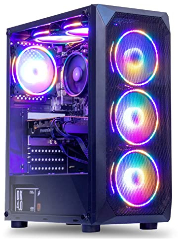 MXZ Gaming PC Desktop Computer, AMD Ryzen 5 5600X, RTX 5060, 16GB DDR4, NVME 1 T SSD, 6RGB Fans, Win 11 Pro Ready, Gamer Desktop Computer(R5 5600X| RTX5060)