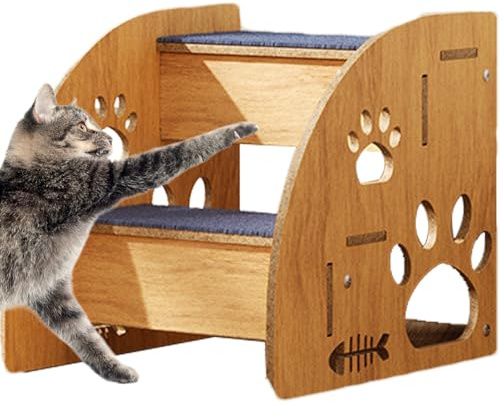 Hundetreppe für Bett, Indoor-Holz-Treppe mit rutschfesten, stabilen Katzen- und Hundekletterstufen für hohe Betten, ideale Haustierversorgung für kleine Haustiere, Heimgebrauch und ältere Tiere