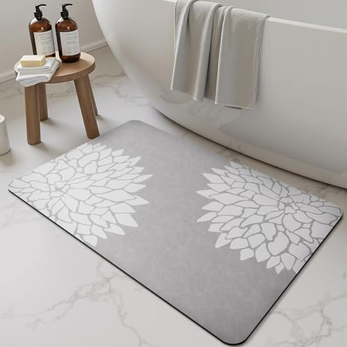 SIXHOME Super Absorbierende Badematte Schnell Trocknend rutschfeste Badematte Badvorleger Duschvorleger für Badewannen Badezimmer Hellgrau 50 * 80cm