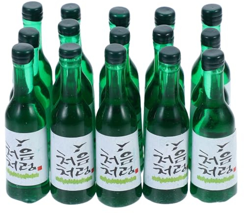 jojofuny Lot de 15 Mini Bouteilles de Vin de Riz Coréen en Résine Décorations Miniatures Réalistes pour Maison de Poupée Accessoires Décoratifs pour Mini Maison Collection Artisanale
