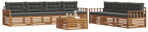 vidaXL Outdoor-Sofagarnitur mit Kissen 8 pcs Natur und Anthrazit, Gartenlounge, modernes Outdoor-Sofa-Set, langlebige Terrassenmöbel, Bequeme Sitzmöglichkeiten