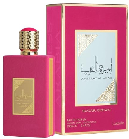 Ameerat Al Arab Sugar Crown Eau de Parfum 100ml for Women by Asdaaf Lattafa – Sweet Gourmand Perfume with Candied Orange, Cotton Candy, Vanilla Cream & Tonka Bean