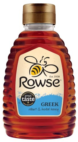 Rowse Greek Honey, 250g Squeezy Bottle, Runny, 100% Pure & Natural, Monofloral, Breakfast Spread, Perfect For Baking & Cooking, Natural Sweetener For Drinks, Suitable For Vegans & Vegetarians