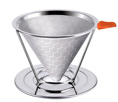 Edelstahl Kaffee Filter, Famtasme Kaffeefilter Permanentfilter Handfilter Edelstahlfilter Mehrwegfilter Teefilter, Geeignet für 1 bis 4 Tassen Kaffee