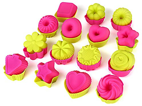 KeepingcooX Ensemble de 30 moules à gâteaux Donut - Moule à dessert cannelé en silicone, Petites coupelles à pâtisserie - Citrouille, Etoile, Fleur, Cœur, Moules à motifs Savarin pour beignets