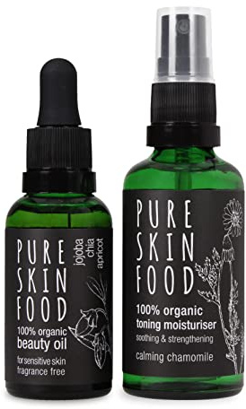 Bio Pflegeset für empfindliche Haut von PURE SKIN FOOD | speziell für sensible Haut | beruhigend & stärkend | 100% bio-zertifizierte Inhaltsstoffe & vegan